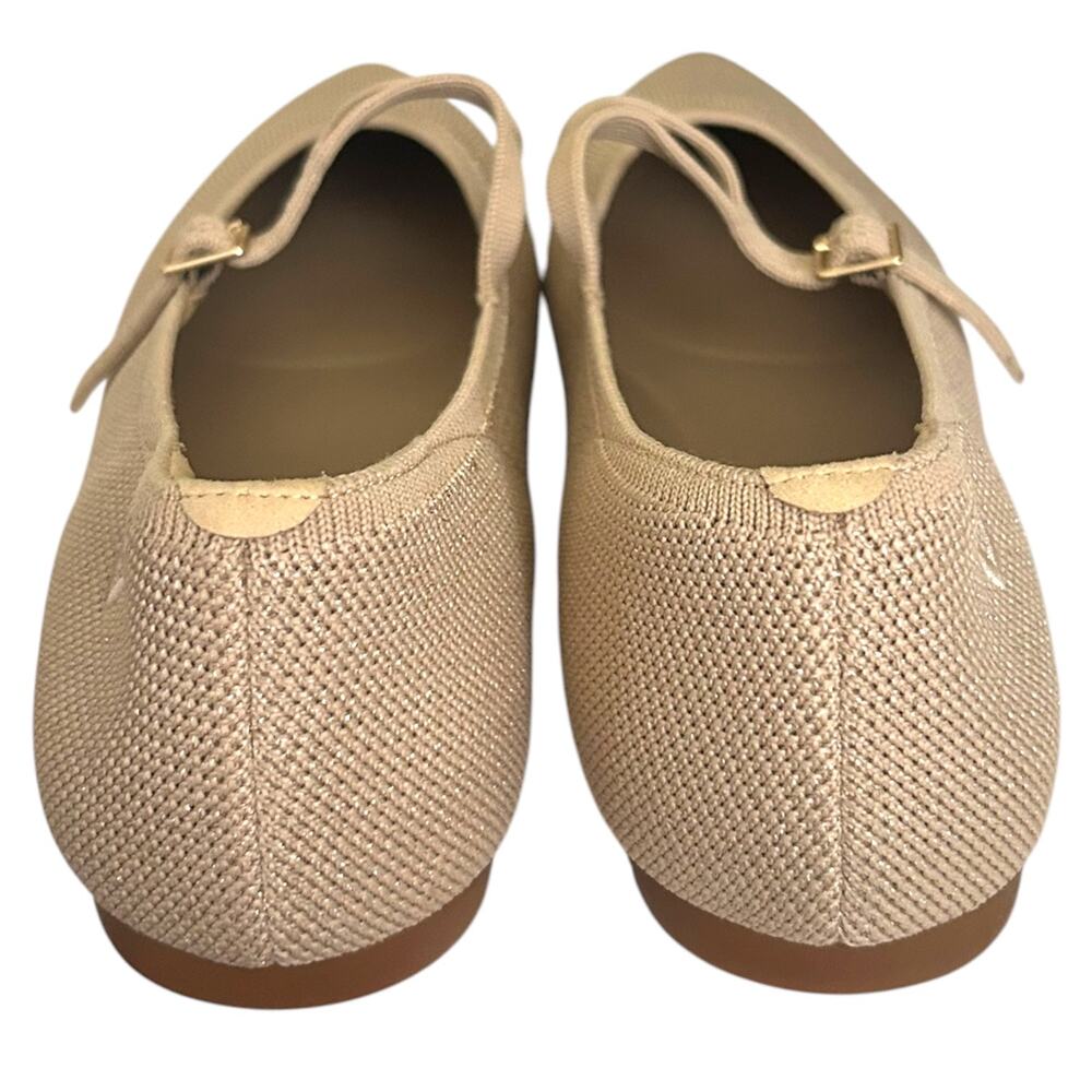 VIVAIA, 'Aria' Pointed-Toe V-Strap Mary-Jane Flats Gold Shimmer Beige Size 11 US - Picture 5 of 12